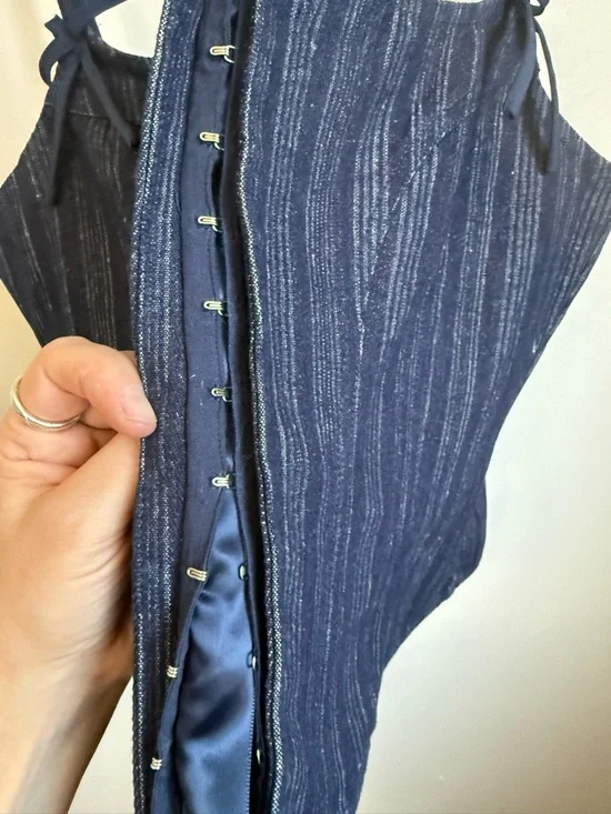 Lioness Charismatic Denim Corset top size Large Dark denim pinstripe - Picture 4 of 6